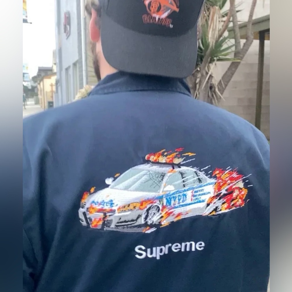 Supreme Cop Car embroidered jacket.